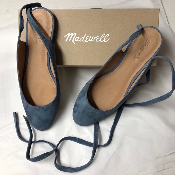 Madewell Blue Lace Up Ballet Flats Size 9 - Picture 3 of 6